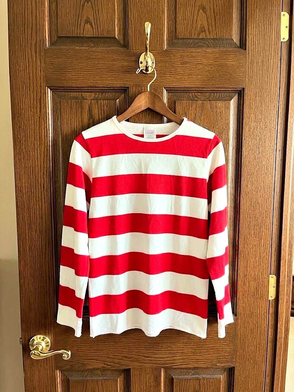 Where's Waldo Adult Where's Waldo Long Sleeve Costume Shirt Adult Long Sleeve